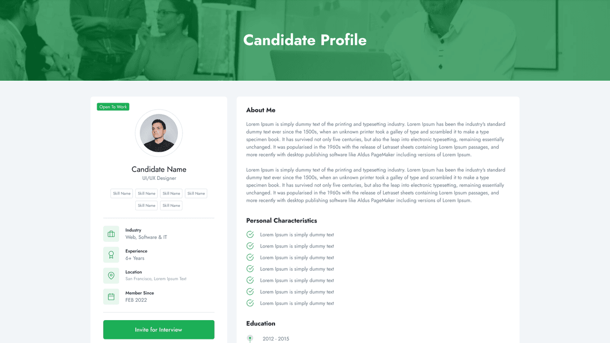 Job listing preview